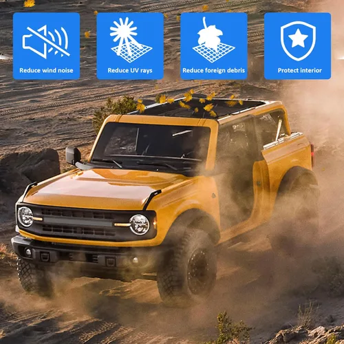 Vista 3 de Parasol Compatible con Ford Bronco 2021 2022 2023 2024 2025 Nuevo Ford Bronco de 2 Puertas Parasol Bikini Top Techo Bimini Red de Malla Suave