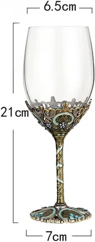 Vista 6 de Simcat Copa de Vino Pintada a Mano de Esmalte Floral Transparente Refinada, Pie para Cabernet, Regalos (Caja de regalo doble azul, 2 Cajas de regalo)