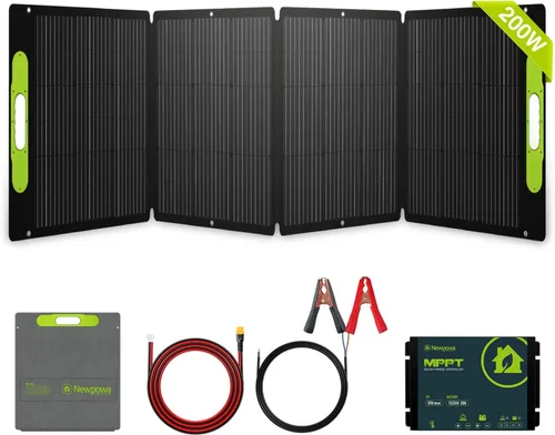 Vista 8 de Newpowa PRO panel solar monocristalino de 200 vatios 12 voltios 200W 12V, módulo PV de 9 barras de colector, módulo mono de alta eficiencia para RV