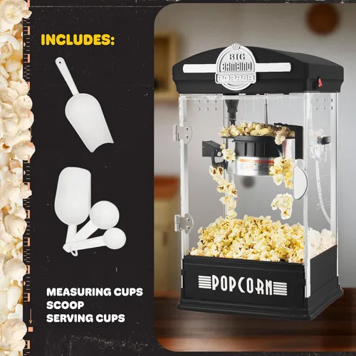 Vista 4 de Máquina de palomitas - Big Bambino, estilo tradicional, con hervidor de 4 onzas, tazas de medir, pala y vasos de servir de Great Northern Popcorn