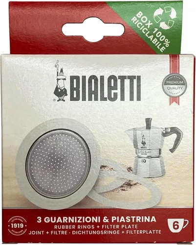 Junta y filtro Bialetti de repuesto para cafetera italiana de 1 taza