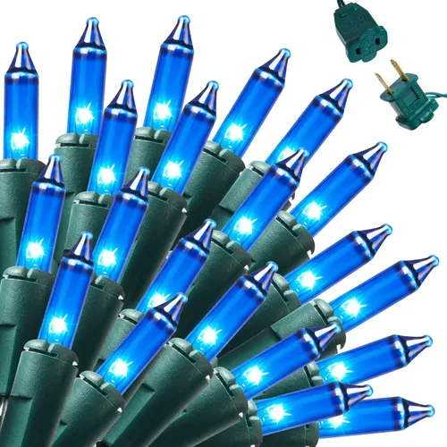 Vista 15 de JOIEDOMI Tira de luces rosas para interiores, luces de Navidad de 42.8 pies para exteriores, 200 (2 x 100) luces de hadas de alambre verde