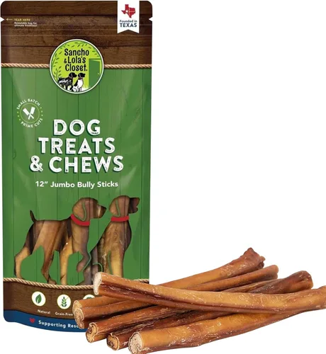 Vista 6 de Supreme - Palitos masticables estándar de 12 pulgadas por Sancho and Lola's (paquete de 5) golosinas masticables para perros, totalmente naturales