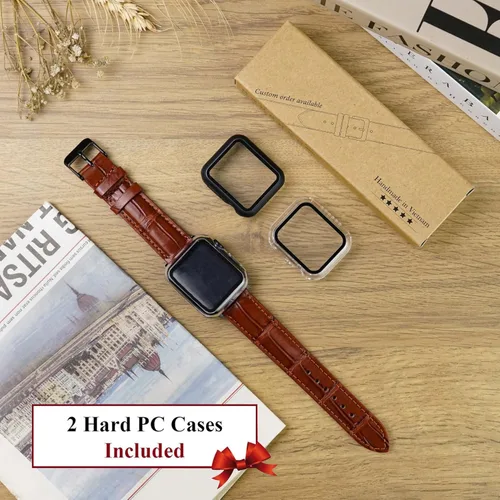 Vista 2 de Correa de cocodrilo hecha a mano compatible con Apple Watch Correa de cocodrilo Iwatch Smart de 1.496 pulgadas, 1.575 pulgadas, 1.654 pulgadas