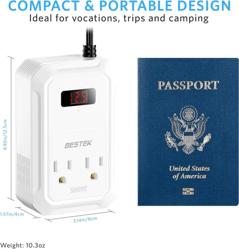 Vista 7 de BESTEK Inversor de Energía para Automóvil de 200W - Convertidor de DC 12V a 110V AC con 2 USB-C(PD30W) y 2 USB-A(QC18W) - Adaptador de Toma