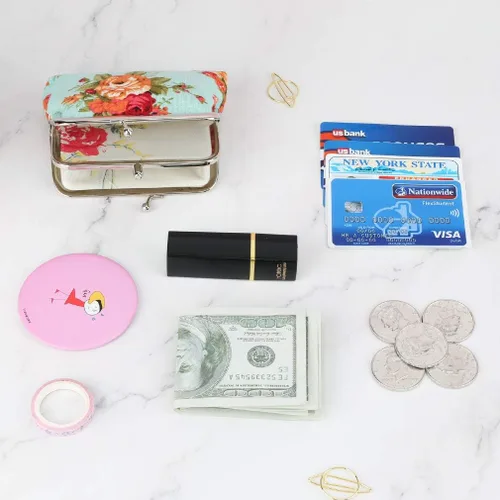 Vista 5 de iSuperb Monedero monedero pequeño monedero lona efectivo titular de la tarjeta de crédito bolsa