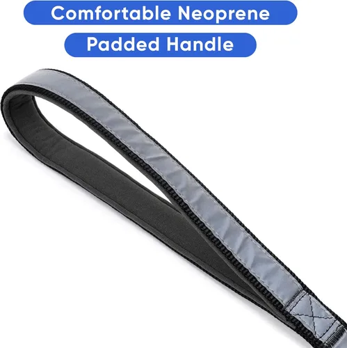 Vista 4 de Correa reflectora para perros cachorros acolchonada Pawtitas Puppy, 6 pies, collar y arnés se venden por separado, Negro