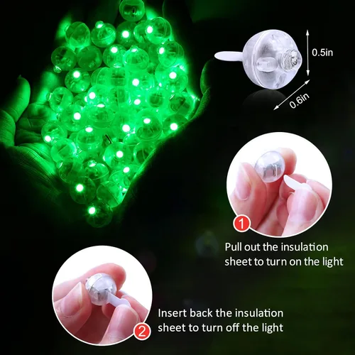 Vista 2 de AIKEI 100 luces LED para globos, bolas mini verdes, impermeables con tiempo de espera prolongado para decoración de linterna de papel, decoraciones
