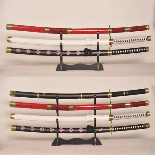 Vista 3 de Sword fort Sword Zoro's - Espada de 3 piezas, hecha a mano, katana japonesa anime cosplay, espadas de anime Roronoa Zoro, Kitetsu, Shusui, Wado