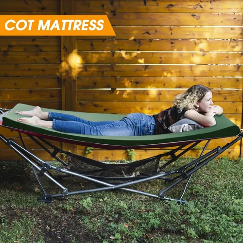 Vista 6 de CYMULA Camping Cot Mattress 3in Memory Foam Sleeping Pad,Soft Warm Non-Slip Camping Mattress Topper with Retaining for Adults,Portable Roll up Pad