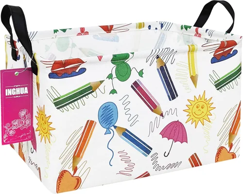 Vista 30 de Cesta de almacenamiento rectangular de tela, organizador de cesta para juguetes, libros, ropa, regalos, mascotas - Perfecta para el hogar, oficina