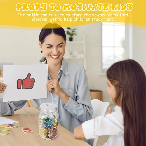 Vista 6 de Roowest Tarros de monedas de 24 Cs para fichas de comportamiento, tarros de recompensa de plástico a granel para niños, fichas, aula, gestión
