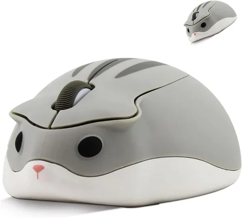 Vista 8 de Ratón inalámbrico de 2.4 GHz, con forma de hámster, menos ruido, portátil óptico óptico de 1200 DPI, ratón USB inalámbrico para PC, portátil, Azul