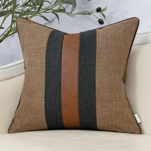 Vista 9 de Yangest - Funda de cojín de patchwork de lujo de 18x18 pulgadas, funda de almohada cuadrada de algodón y lino para sofá, dormitorio y sala de estar