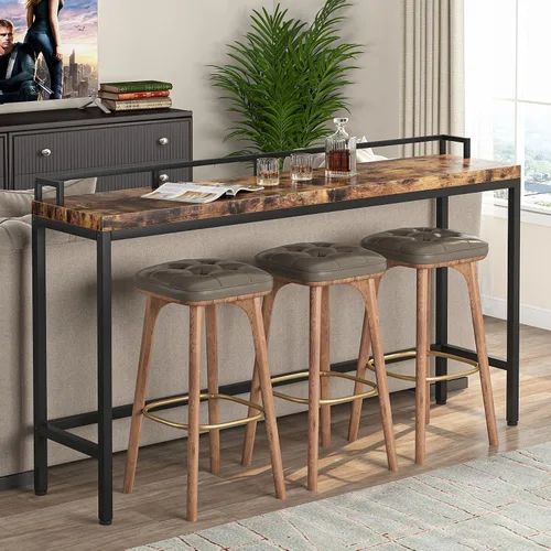 Vista 3 de Tribesigns Mesa de sofá extra larga de 70.9 pulgadas, mesa consola estrecha detrás del sofá, mesa de entrada industrial rústica para sala de estar