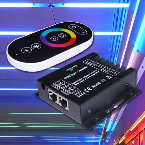 Vista 6 de Control remoto táctil LED RF, controlador de atenuador LED inalámbrico táctil para tira de luz LED DC12V-24V 8A/CH (3.543 in/interior)