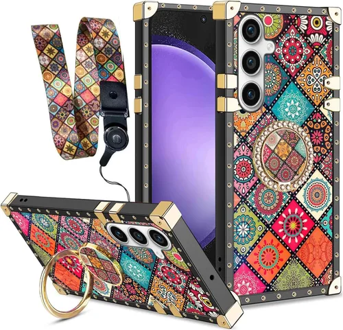 Vista 23 de nancheng for Samsung Galaxy S24 FE Case for Girls Women Stylish Luxury Bees Design Case with Ring Stand Holder + Strap Lanyard Shockproof Protection