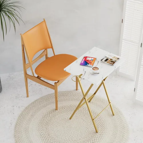 Vista 45 de VECELO Bandeja plegable de TV para comer, juego de 2, mesa portátil para cena/merienda con portavasos para sofá, sala de estar y espacio pequeño