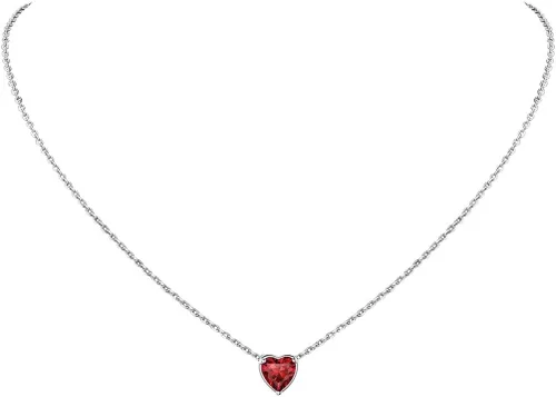 Suplight 925 Sterling Silver Heart/Round Birthstone Necklaces for Women 01. Enero (Garnet)