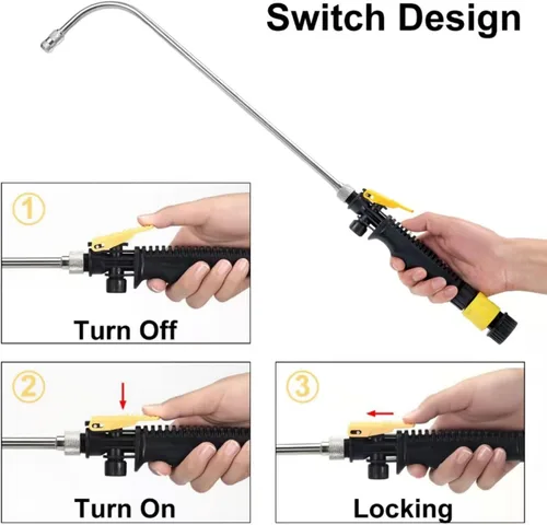 Vista 5 de Varita de riego de niebla para cestas colgantes, varita rociadora de 25 pulgadas con boquilla ajustable, herramienta de limpieza de ventanas