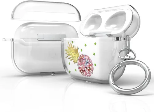 Funda protectora de silicona híbrida compatible con AirPods 3, AirPods de 3ª generación 2021 con llavero delgado de dos piezas a presión en la funda