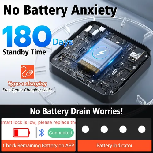 Vista 5 de Eseesmart Cerradura de casillero de huellas dactilares con código, candado de combinación inteligente de huellas dactilares biométricas sin llave