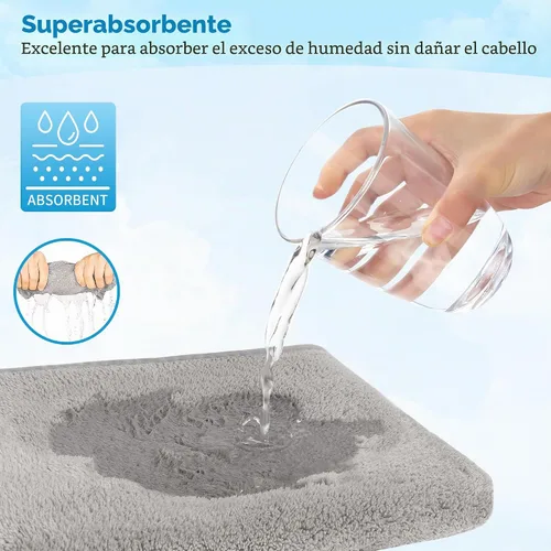 Vista 4 de Toalla para el cabello, paquete de 5 envolturas para el cabello de secado rápido, altamente absorbentes, ajustables, suaves, turbante