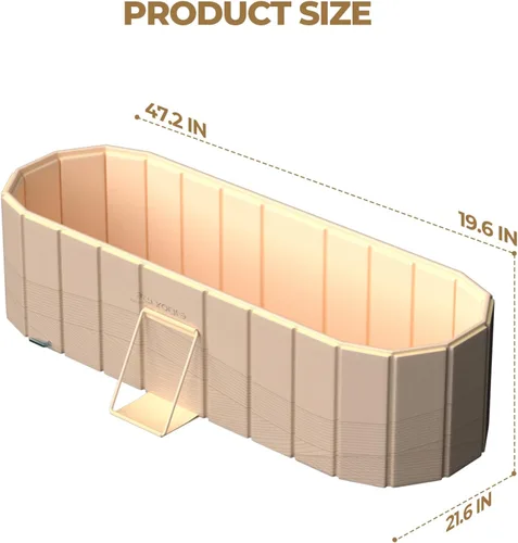 Vista 2 de Bañera plegable portátil para adultos, 47.2 pulgadas de largo x 21.6