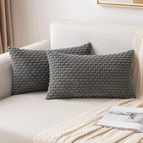 Vista 74 de MIULEE - Juego de 2 fundas decorativas para cojines, de pana suave y con estilo campestre y bohemio a rayas, para decorar hogar, sofá, cama, sala