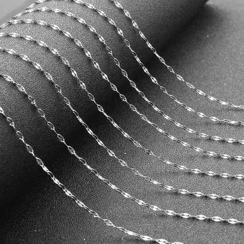 Vista 9 de Cadena de acero inoxidable plateado de 32.8 pies, cadena plana de eslabones de clip de papel de 0.394 x 0.197 in, cadena a granel con anillos