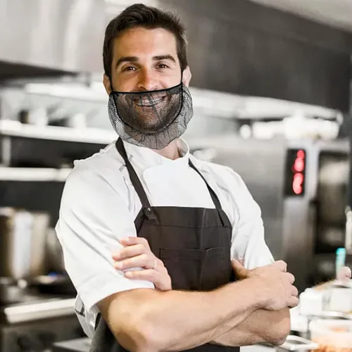 Vista 5 de 100 piezas elásticas negras cómodas cubiertas protectoras para barba de 18 pulgadas desechables de nailon transpirable para hombres
