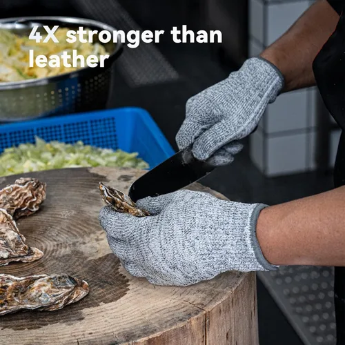 Vista 3 de ANDANDA Cut Resistant Gloves, Safety Chef Gloves for Cutting for Oyster Shucking, Fish Fillet Processing, Wood Carving, Grey