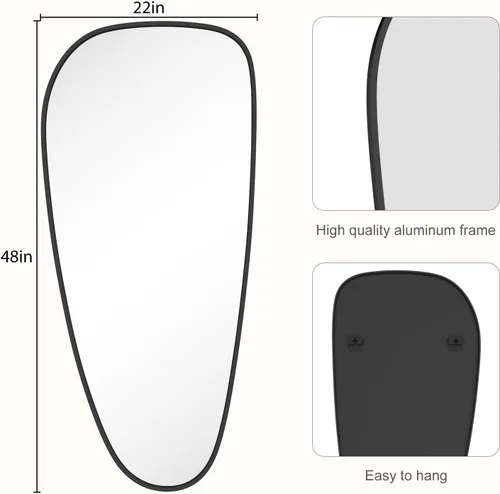 Vista 4 de WallBeyond Espejo asimétrico, espejo de pared irregular, espejos de pared decorativos para dormitorio, sala de estar, entrada, pasillo, espejo