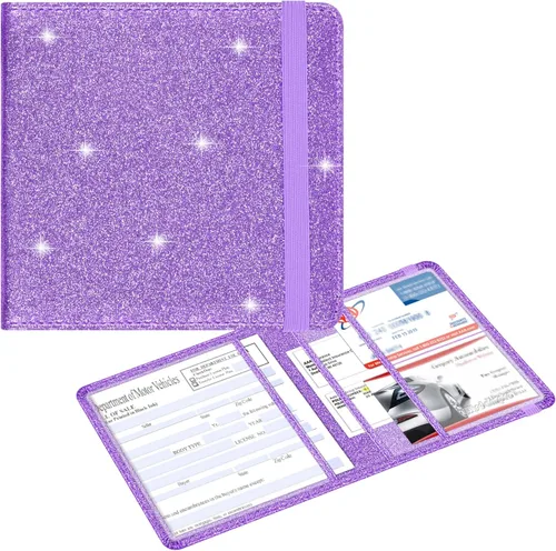 Vista 15 de Wisdompro - Carpeta de cuero sintético prémium para documentos del auto, organizador para la guantera, guarda tu identificación, licencia de manejo