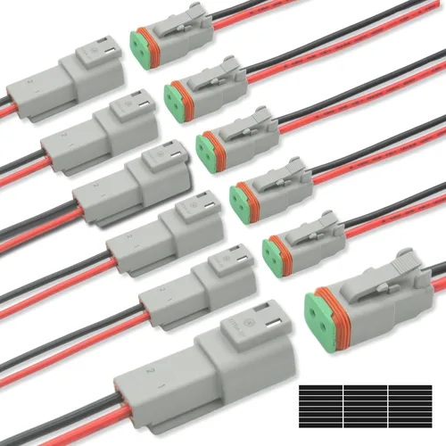 DT - Kit de conectores de 2 pines, conector eléctrico impermeable de 16 AWG, macho y hembra, conectores de cable automotriz para automóvil, camión,