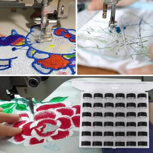 Vista 4 de 36 bobinas e hilos de coser con estuche de bobina, bobinas de plástico Sa156 con estuche para hermano, hermano, cantante, accesorios para máquinas