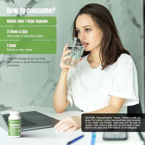 Vista 4 de Herbsforever Cápsulas Brahmi – Bacopa Monnieri – Bacoside 30% a 35% – Suplemento para aliviar el estrés – 60 cápsulas vegetales – 800 mg cada uno