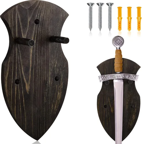 Vista 11 de Queekay Colgador de Placa de Madera para Montaje en Pared de Espada Katana, Soporte de Exhibición para Pared con Herrajes (Negro, Elegante)