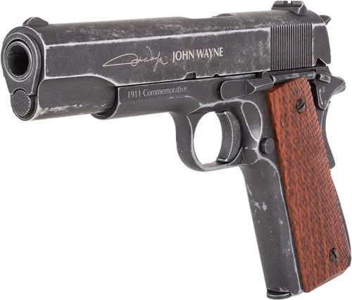 Pistola de aire John Wayne 1911 de metal CO2 BB, empuñaduras marrones