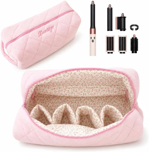 Vista 11 de Divitize Bolsa de viaje para herramientas para el cabello compatible con Dyson Airwrap Travel Case, se adapta a la bolsa de secador de pelo Peluche