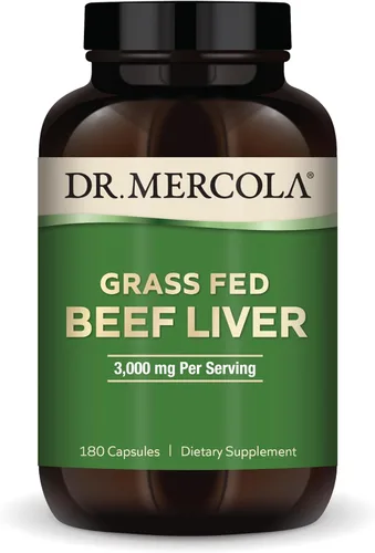 Dr. Mercola Hígado de res alimentado con pasto - Suplemento de órganos densos en nutrientes - Liofilizado y mínimamente procesado - 3000 mg - Sin