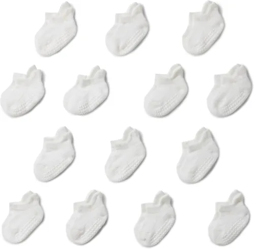 Vista 6 de Yaxa Essentials Calcetines unisex de corte bajo con agarre antideslizante para bebés, 14 pares
