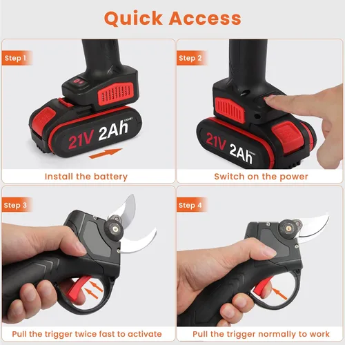 Vista 6 de Anbull Tijeras de podar eléctricas, tijeras de podar eléctricas profesionales inalámbricas con 2 piezas de reserva recargable de litio de 2 Ah