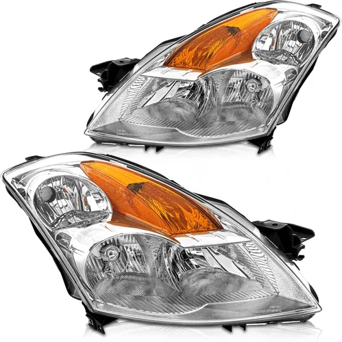 Vista 10 de Conjunto de faros delanteros compatible con Nissan Altima 2010 2011 2012 de 4 puertas sedán cromado carcasa ámbar reflector de repuesto izquierdo