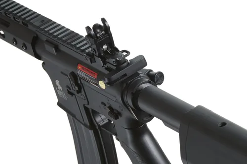 Vista 6 de Lancer Tactical Carabina Keymod RIS M4 Airsoft AEG de primera generación de 9 pulgadas, color negro, batería y cargador incluidos
