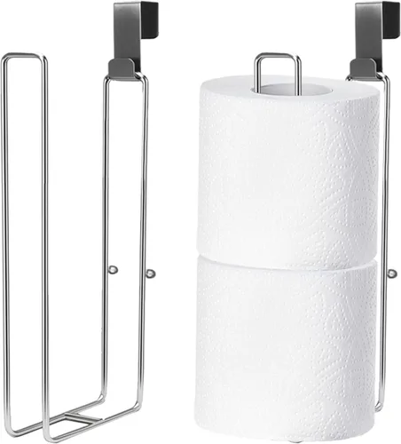 Vista 11 de Soporte de papel higiénico negro con almacenamiento extra de 3 rollos de papel higiénico, soporte de pared para colocar sobre el tanque, soporte 1