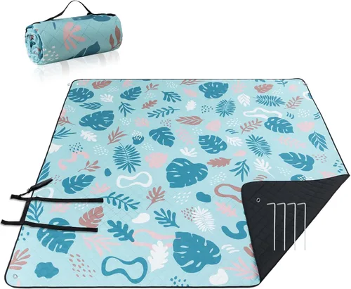 Vista 9 de PY SUPER MODE Mantas de Picnic Extra Grandes, Manta de Playa Impermeable Plegable para Exteriores de Gran Tamaño 83x79" A Prueba de Arena