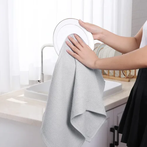 Vista 198 de Homaxy Paños de cocina de 100% algodón con tejido de gofre, ultra suaves, absorbentes, de secado rápido, 12 x 12 pulgadas, paquete de 6, amarillo