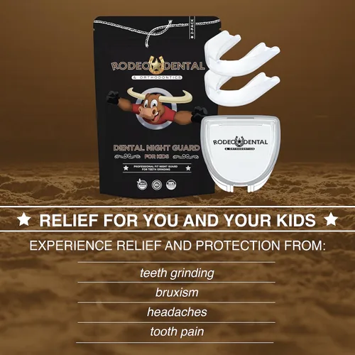 Vista 6 de Protector nocturno para niños, protector de noche de ajuste profesional para rechinar y apretar dientes, ajuste personalizado, paquete de 2