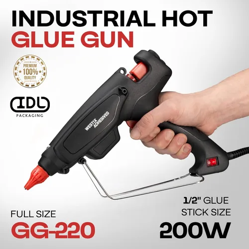 Vista 2 de IDL Packaging GG-220 Pistola de pegamento caliente industrial de 200 W de tamaño completo para barras de pegamento de 1/2 pulgada, calentamiento